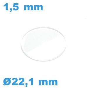 Verre de montre en 22,1*1,5 mm biseauté