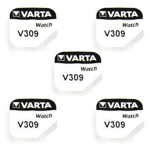 5 Batteries Varta 1,55 V alcaline 309 pour montre
