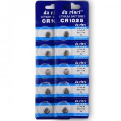 Pack de 10 Batteries montre CR1025 lithium 3 V