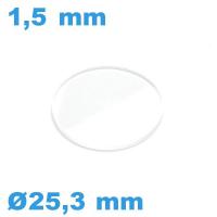 Verre 25,3*1,5 mm montre  avec chanfrein