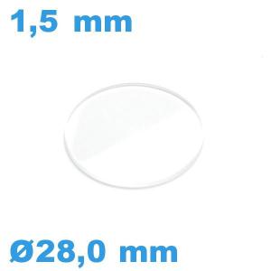 Verre 28,0*1,5 mm pour montre en avec chanfrein