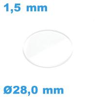 Verre 28,0*1,5 mm pour montre en avec chanfrein
