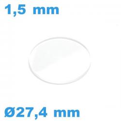 Verre  27,4*1,5 mm de montre biseauté