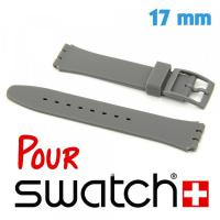 Bracelet 1,7 cm Gris pour montre Swatch Silicone lisse