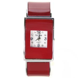 Montre cadran carré tendance femme clip rouge