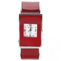 Montre cadran carré tendance femme clip rouge