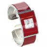 Montre cadran carré tendance femme clip rouge