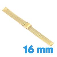Bracelet de montre maille milanaise doré 16 mm