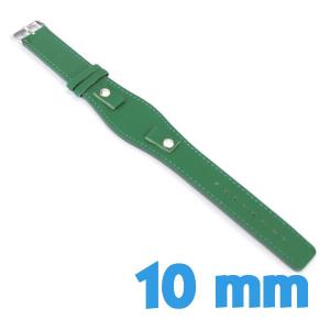 Bracelet de force 10 mm Vert Cuir Synthétique pour montre