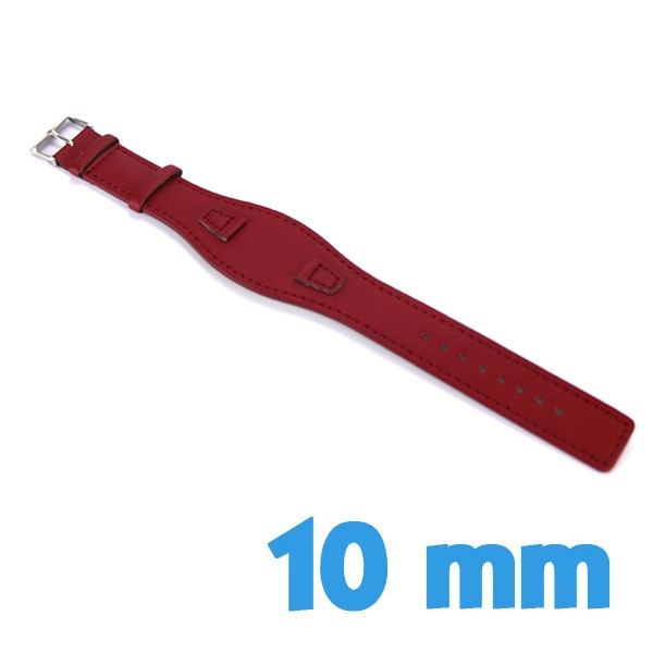 Bracelet De Montre En Cuir Lisse Rouge Foncé 13 Mm - Neuf Sans étiquette