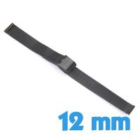 Bracelet Acier Inoxydable Noir mailles milanaises montre 1.2 cm