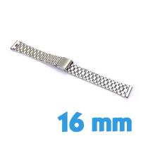 Bracelet pour montre Argenté Acier Inoxydable 16 mm