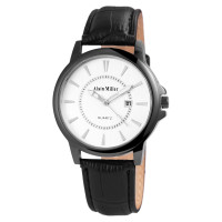Montre bracelet imitation cuir noir de qualité