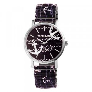 Montre Bracelet Elastique Ancre Marin Noir