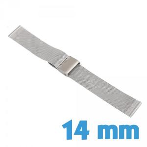 Bracelet 14mm montre mailles milanaises Argenté Acier Inoxydable 