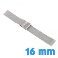 Bracelet mailles milanaises montre Argenté Acier Inoxydable 16 mm