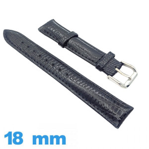 Bracelet 1.8 cm pour montre Noir Cuir croco