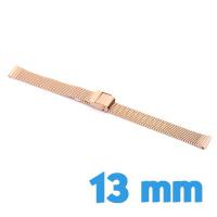 Bracelet montre acier maille milanaise doré rose 13 mm