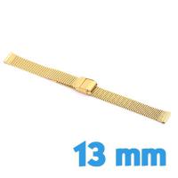 Bracelet de montre en acier inoxydable maille milanaise doré 13 mm