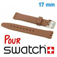Bracelet montre Swatch silicone 17 mm brun