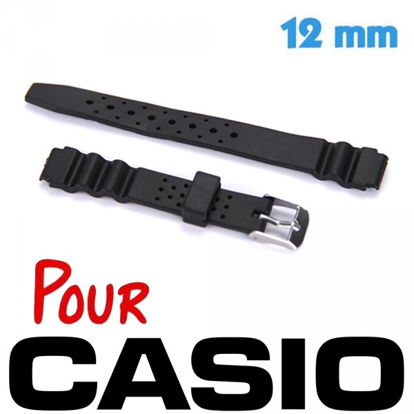 Bracelet Montre Silicone Souple 12 Mm Noir - Neuf, Compatible HIFI/Bulova