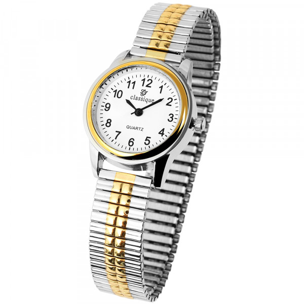 Montre Homme Grands Chiffres, Bracelet élastique Argenté Acier, Cadran Noir, Budget Beauté