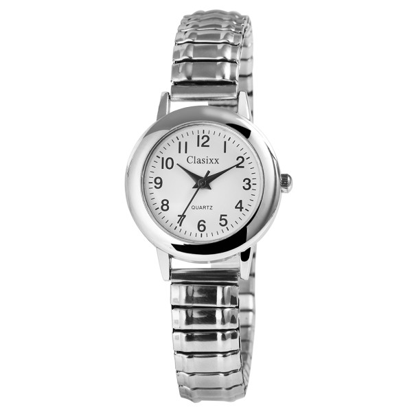 Montre Bracelet Femme Clasixx - Bracelet élastique Argent Et Noir, Neuve Avec étiquettes