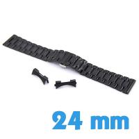 Bracelet de Montre Acier Noir 24 mm + Cache Pompe