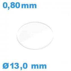 Verre Saphir Montre 13,0*0,80 mm Plat