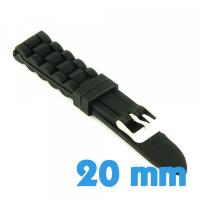 Bracelet Montre Silicone Noir 20 mm