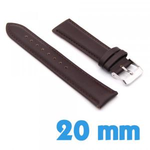 Bracelet de Montre Cuir Synthétique Brun 20 mm