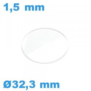 Verre pour Montre Plat Biseauté 32,3 x 1,5 mm