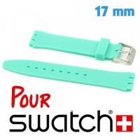 Bracelet pour Swatch 17 mm Silicone Bleu Lisse