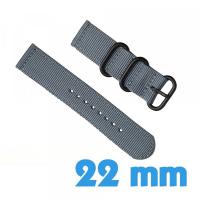 Bracelet pour Montre en nylon gris 22 mm Attache Rapide