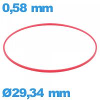 Joint horlogerie de marque ISO Swiss 29,34 X 0,58 mm cylindrique étanchéité  rouge 
