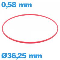 Joint 36,25 X 0,58 mm pour horlogerie rouge cylindrique  