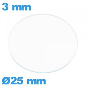 Verre 25 mm circulaire montre verre minéral