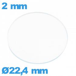 Verre 22,4 mm montre circulaire en verre minéral