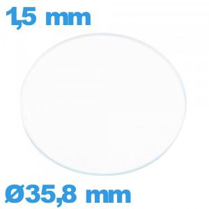 Verre de montre en verre minéral 35,8 mm circulaire