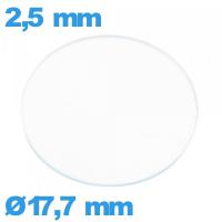 Verre montre en verre minéral circulaire 17,7 mm