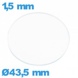 Verre pour montre 43,5 mm en verre minéral circulaire