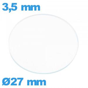 Verre circulaire 27 mm verre minéral de montre