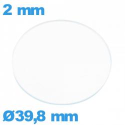 Verre pour montre en verre minéral 39,8 mm circulaire