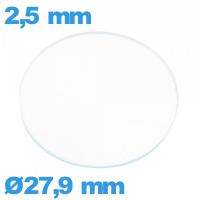 Verre circulaire 27,9 mm en verre minéral pour montre
