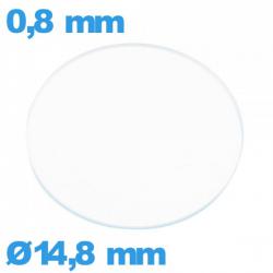 Verre circulaire 14,8 mm en verre minéral pour montre