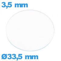 Verre en verre minéral circulaire 33,5 mm de montre