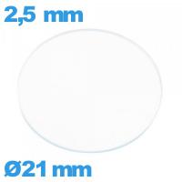 Verre 21 mm de montre verre minéral circulaire