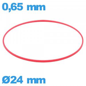 Joint   d'horlogerie  24 X 0,65 mm cylindrique  étanchéité rouge