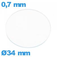 Verre 34 mm montre circulaire verre minéral