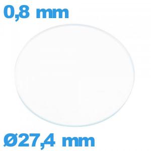 Verre de montre verre minéral circulaire 27,4 mm